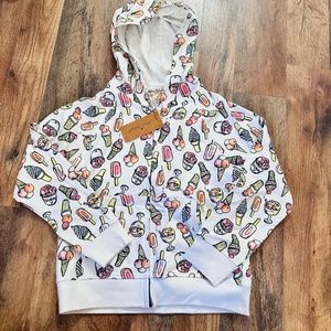 NEW Tailor Vintage Ice Cream Zip Up Hoodie Sweatshirt Girls Size 8 or 14